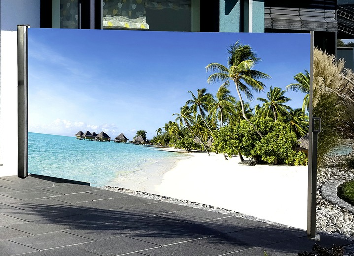 Sichtschutz und Sonnenschutz - Seitenmarkise Südsee, in Farbe , in Ausführung Kassette links, Auszug nach rechts Ansicht 1
