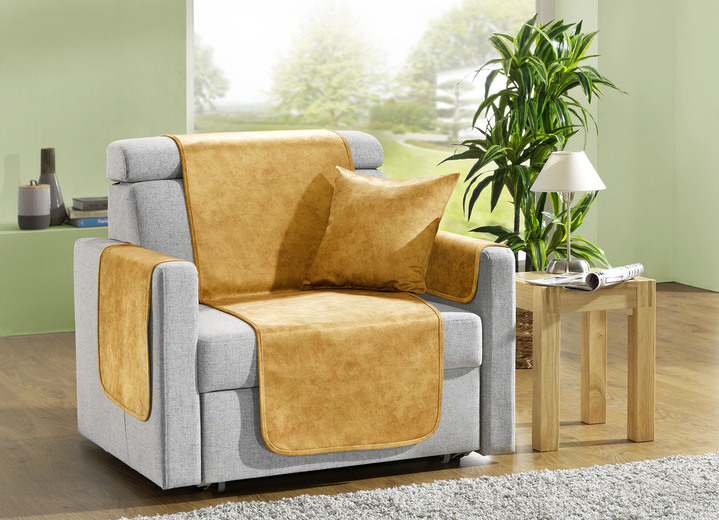 Sessel- & Sofaüberwürfe - Wohnaccessoires mit Anti-Rutsch-Beschichtung, in Größe 101 (Sesselschoner, 50x150 cm) bis 905 (2 Kissenbezüge, 40x40 cm), in Farbe GOLD Ansicht 1