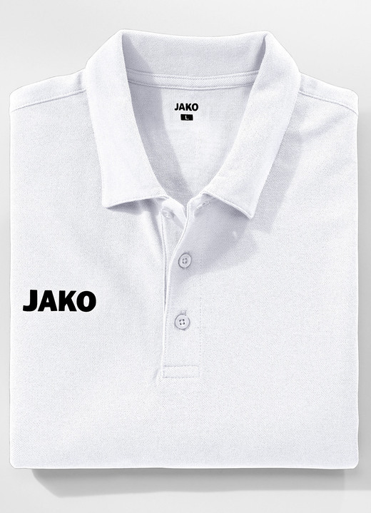Mode - Poloshirt von „Jako“ in 5 Farben, in Größe 3XL (58/60) bis XXL (56), in Farbe WEISS Ansicht 1