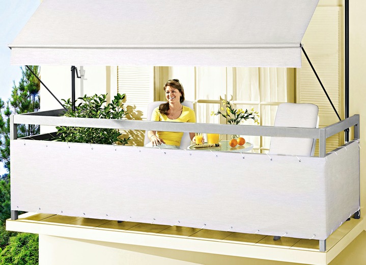 Sichtschutz und Sonnenschutz - Balkonbespannung Style, in Größe 075 (Höhe 75 cm) bis 090 (Höhe 90 cm), in Farbe BEIGE Ansicht 1