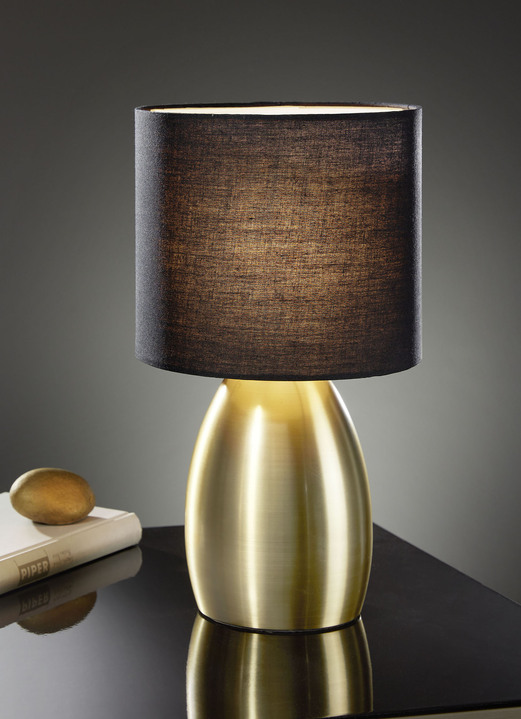 Lampen & Leuchten - Moderne Tischleuchte mit Standfuß aus Metall, in Farbe SCHWARZ-GOLD