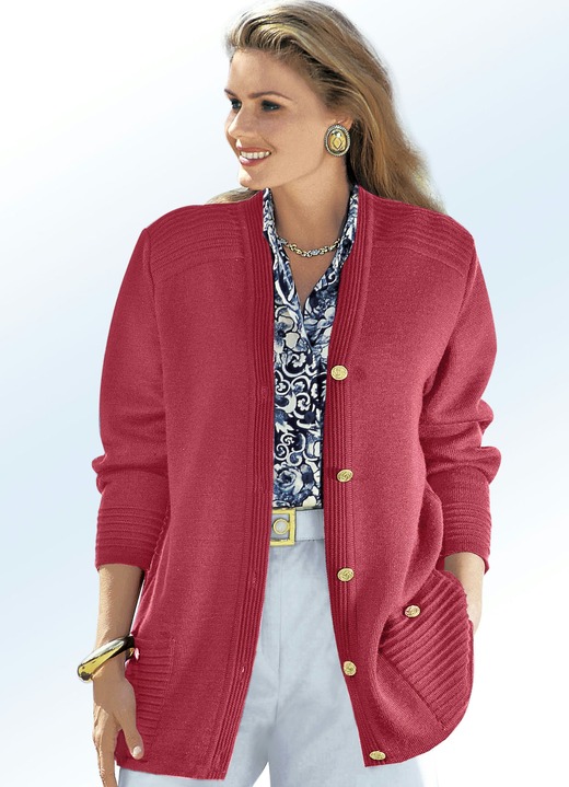 Jacken, Westen & Sets - Strickjacke mit Schurwolle Jacken, Westen & Sets - Strickjacke mit Schurwolle, in Größe 038 bis 052, in Farbe ROT