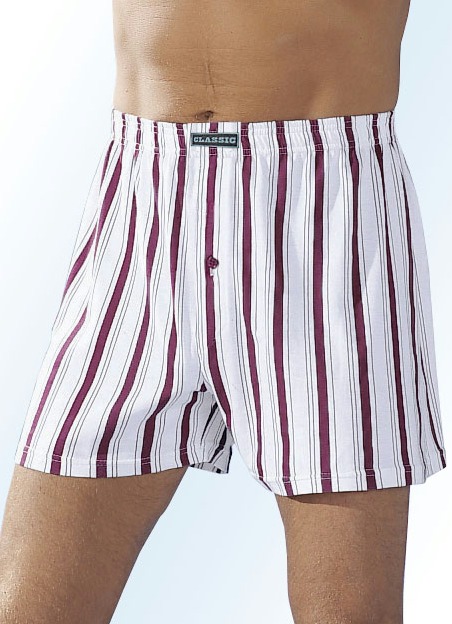 Unterwäsche - Viererpack Boxershorts, bunt gestreift, in Größe 005 bis 019, in Farbe 2X WEISS-BORDEAUX, 1X WEISS-SMARAGD, 1X WEISS-NAVY