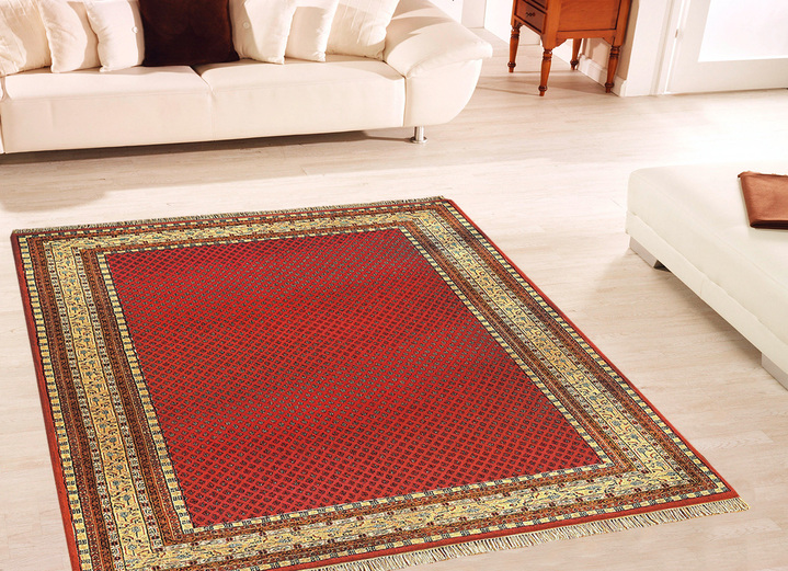 Klassisch - Handgeknüpfter Orientteppich aus Indien, in Größe 037 (Brücke ca. 70x 140 cm) bis 309 (Teppich, ø 200 cm), in Farbe ROTGRUNDIG Ansicht 1