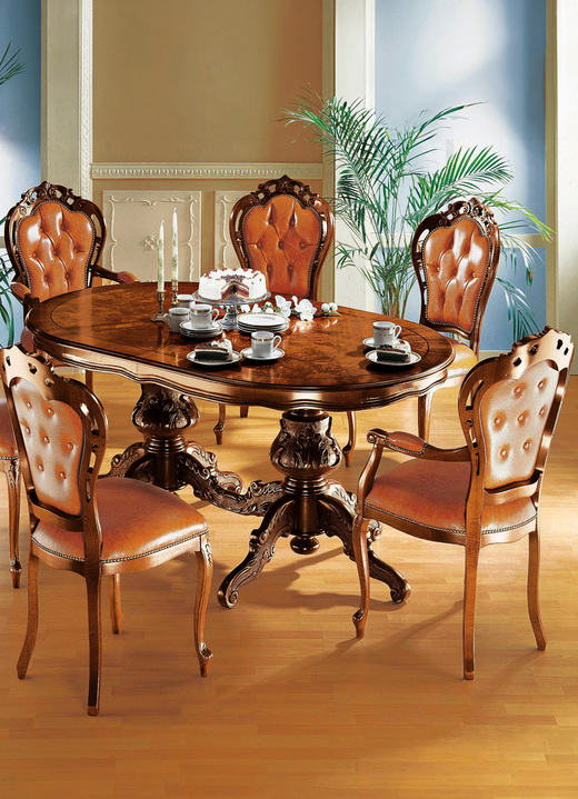 Esszimmer - Esszimmer-Stühle und Sessel mit Lederbezug, in Farbe GRÜN-NUSSBAUM, in Ausführung Ledersessel Ansicht 5