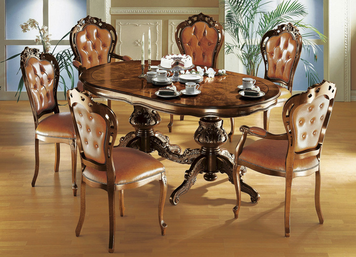 Esszimmer - Esszimmer-Stühle und Sessel mit Lederbezug, in Farbe DUNKELBRAUN/NUSSBAUM, in Ausführung Ledersessel Ansicht 1