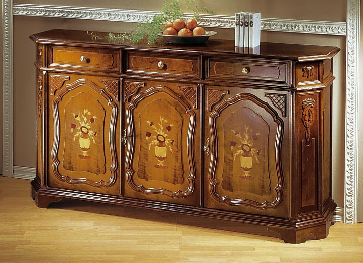 Esszimmer - Teilmassive, nussbaumfarben furnierte Kommoden , in Farbe NUSSBAUM, in Ausführung Eck-Kommode Ansicht 1