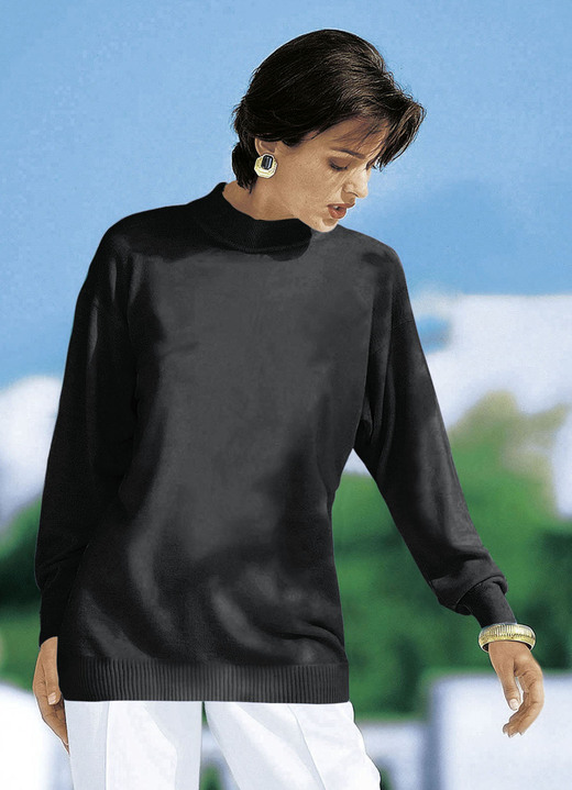Pullover - Pullover in Feinstrick mit Schurwolle Pullover - Pullover in Feinstrick mit Schurwolle, in Größe 036 bis 050, in Farbe SCHWARZ