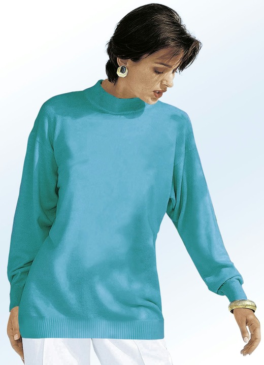 Pullover - Pullover in Feinstrick mit Schurwolle, in Größe 036 bis 050, in Farbe TÜRKIS Ansicht 1