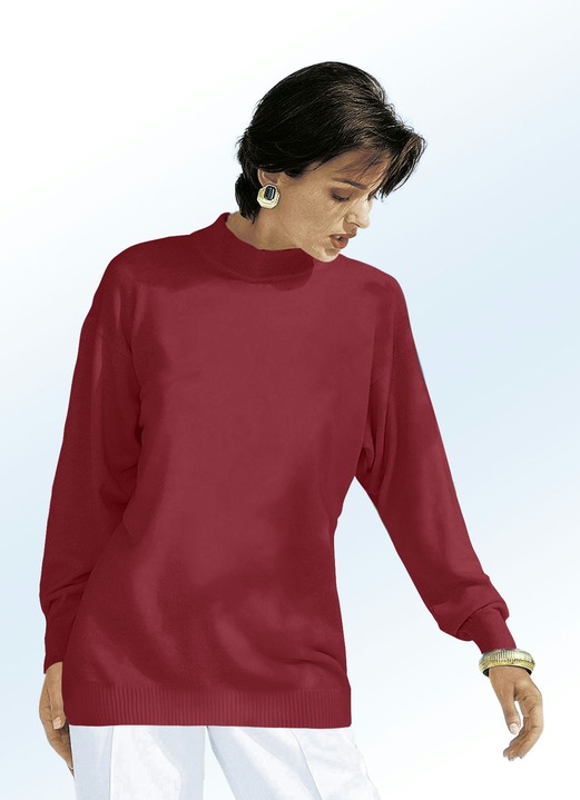 Pullover - Pullover in Feinstrick mit Schurwolle, in Größe 036 bis 050, in Farbe WEINROT Ansicht 1