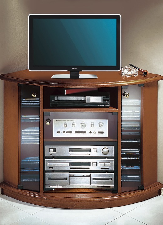 Hifi- &  TV-Möbel - TV-Video-Eckwagen, in Farbe NUSSBAUM Ansicht 1
