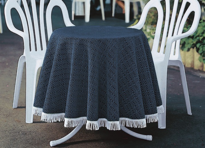 Tischdecken - Wind- und wetterfeste Gartentischdecke mit Fransenabschluss, in Größe 110 (Tischdecke, 110x140 cm) bis 190 (Tischdecke oval, 140x190 cm), in Farbe BLAU Ansicht 3