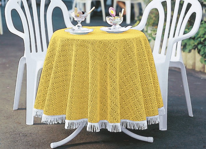 Tischdecken - Wind- und wetterfeste Gartentischdecke mit Fransenabschluss, in Größe 110 (Tischdecke, 110x140 cm) bis 190 (Tischdecke oval, 140x190 cm), in Farbe BLAU Ansicht 2