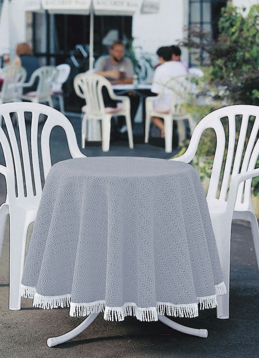Tischdecken - Wind- und wetterfeste Gartentischdecke mit Fransenabschluss, in Größe 110 (Tischdecke, 110x140 cm) bis 190 (Tischdecke oval, 140x190 cm), in Farbe BLAU Ansicht 7