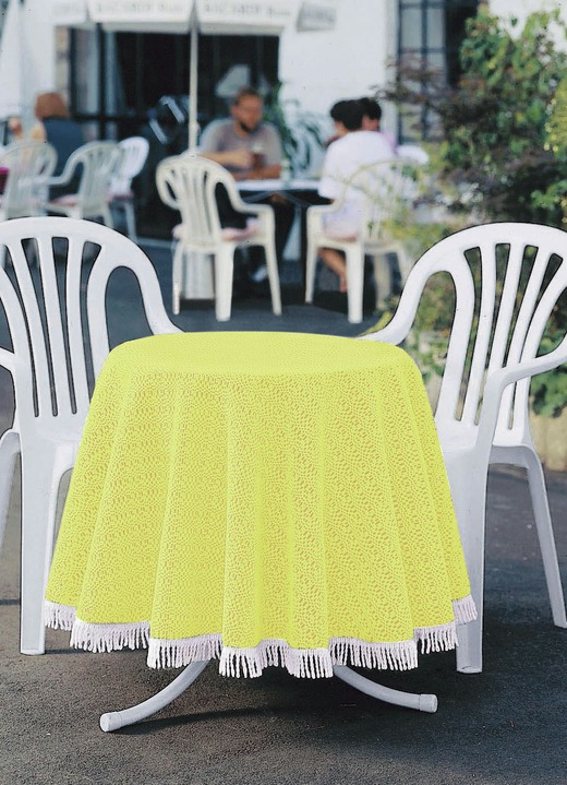 Tischdecken - Wind- und wetterfeste Gartentischdecke mit Fransenabschluss, in Größe 110 (Tischdecke, 110x140 cm) bis 190 (Tischdecke oval, 140x190 cm), in Farbe HELLGRÜN Ansicht 1