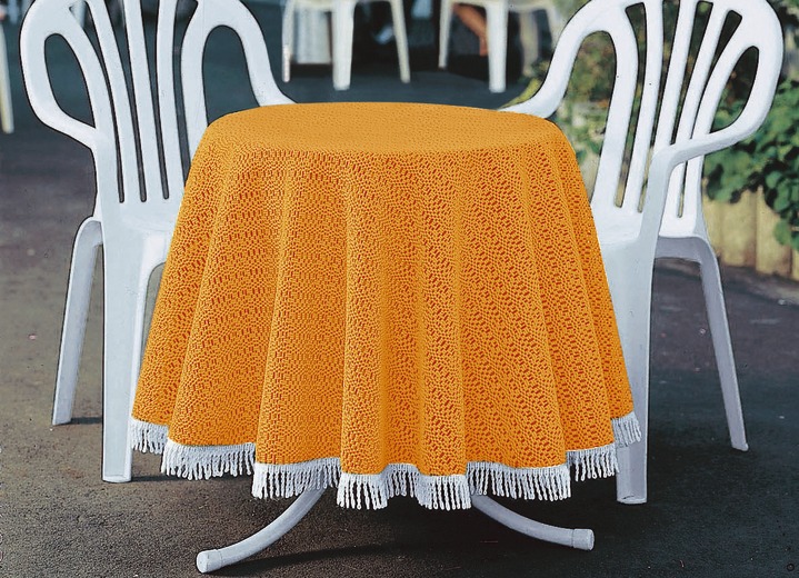 Tischdecken - Wind- und wetterfeste Gartentischdecke mit Fransenabschluss, in Größe 110 (Tischdecke, 110x140 cm) bis 190 (Tischdecke oval, 140x190 cm), in Farbe BLAU Ansicht 5