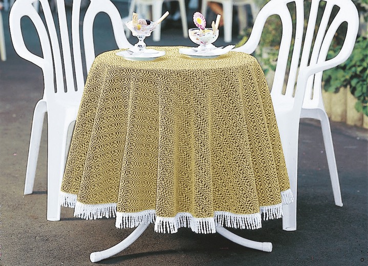 Tischdecken - Wind- und wetterfeste Gartentischdecke mit Fransenabschluss, in Größe 110 (Tischdecke, 110x140 cm) bis 190 (Tischdecke oval, 140x190 cm), in Farbe BLAU Ansicht 4