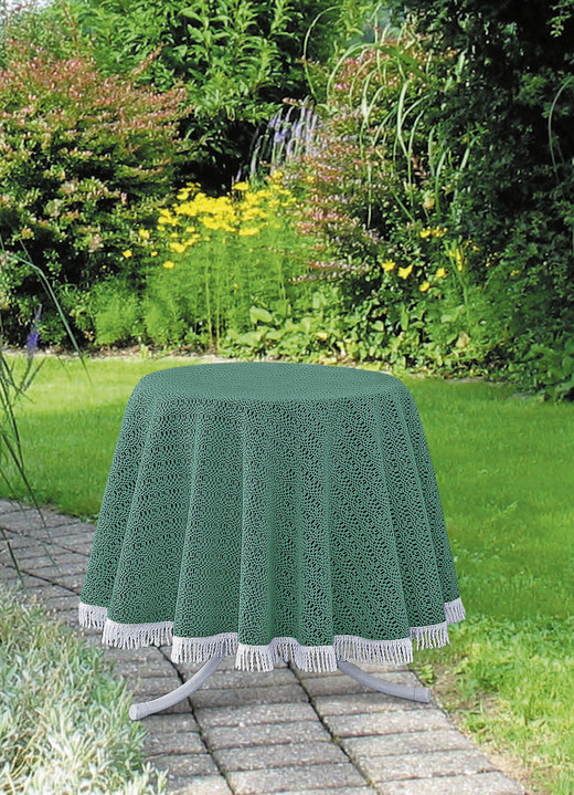 Tischdecken - Wind- und wetterfeste Gartentischdecke mit Fransenabschluss, in Größe 110 (Tischdecke, 110x140 cm) bis 190 (Tischdecke oval, 140x190 cm), in Farbe BLAU Ansicht 9