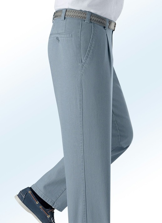 Hosen - Unterbauch-Jeans mit Gürtel in 3 Farben, in Größe 024 bis 060, in Farbe MITTELGRAU Ansicht 1