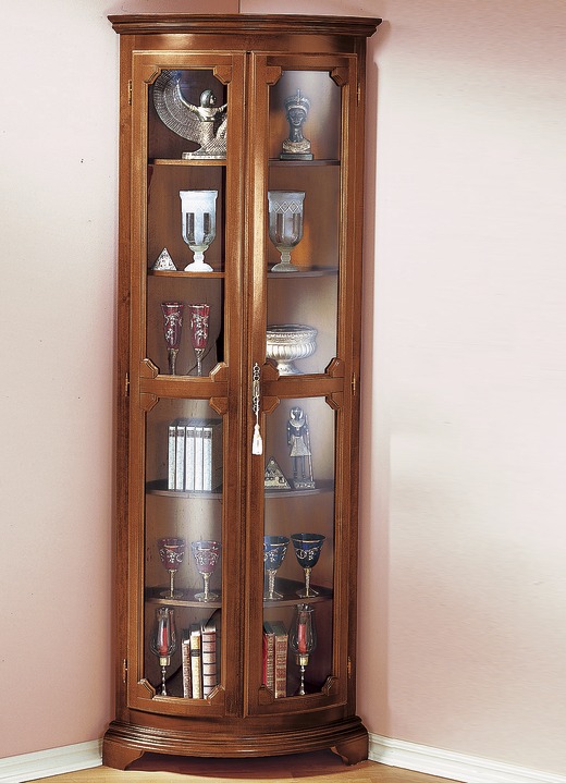 Vitrinen & Highboards - Eckvitrine groß, 2-türig , in Farbe NUSSBAUM Ansicht 1