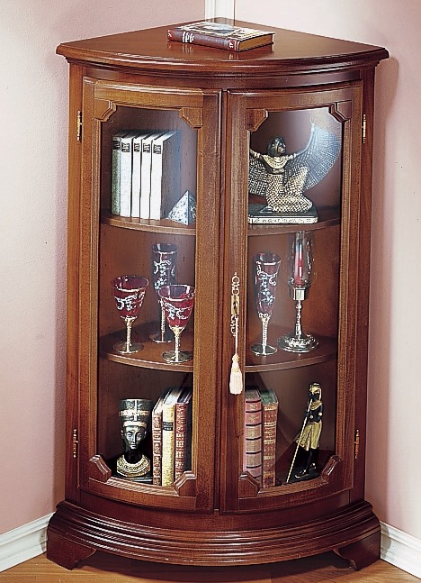 Vitrinen & Highboards - Eckvitrine klein, 2-türig, in Farbe NUSSBAUM Ansicht 1