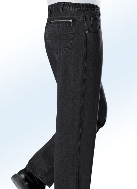 Hosen - Jeans mit Dehnbundeinsätzen in 3 Farben, in Größe 024 bis 062, in Farbe SCHWARZ Ansicht 1