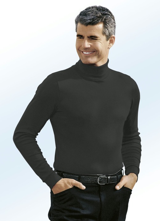 Hemden, Pullover & Shirts - Tragangenehmer Rolli in 10 Farben, in Größe 046 bis 062, in Farbe SCHWARZ Ansicht 1