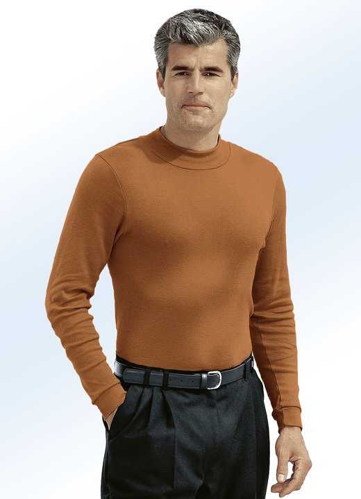 Hemden, Pullover & Shirts - Tragangenehmes Shirt in 9 Farben, in Größe 046 bis 062, in Farbe COGNAC Ansicht 1