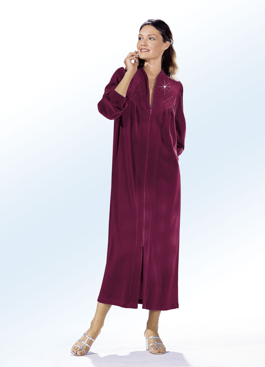 Hausmäntel - Hausmantel mit Strasszier, in Größe 038 bis 058, in Farbe ROYALBLAU Ansicht 4