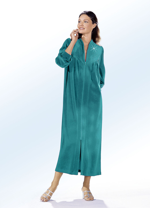 Hausmäntel - Hausmantel mit Strasszier, in Größe 038 bis 058, in Farbe ROYALBLAU Ansicht 5