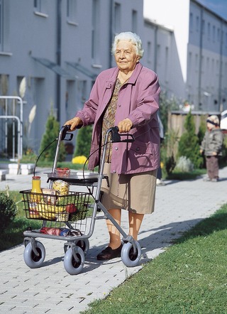 Rollatoren & Rollstühle - Zusammenklappbarer Rollator mit Feststellbremse – Farbe SILBER – Ansicht  Rollatoren & Rollstühle - Zusammenklappbarer Rollator mit Feststellbremse, in Farbe SILBER – Farbe SILBER – Ansicht