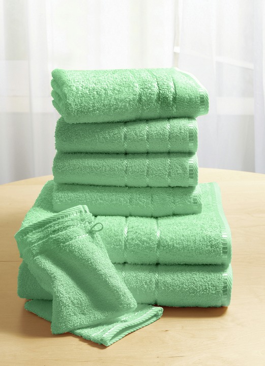 Handtücher - Weiche Walkfrottier-Handtücher aus dichtem Schlingenflor, in Größe 200 (2 Handtücher, 50x90 cm) bis 210 (10-teiliges Sparset), in Farbe HELLBLAU Ansicht 11