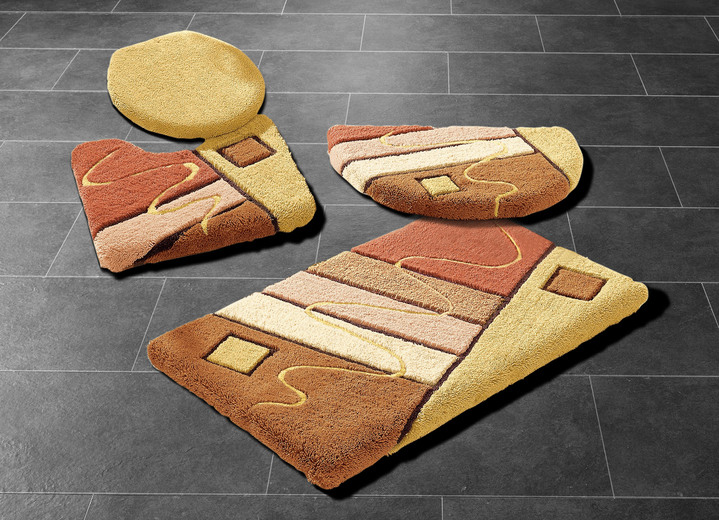 Badgarnituren - Handgearbeitete Badgarnitur in harmonischen Farbtönen, in Größe 100 (Vorleger halbrund, 50/ 80 cm) bis 112 (WC-Deckelbezug, 47/ 50 cm), in Farbe BLAU Ansicht 8