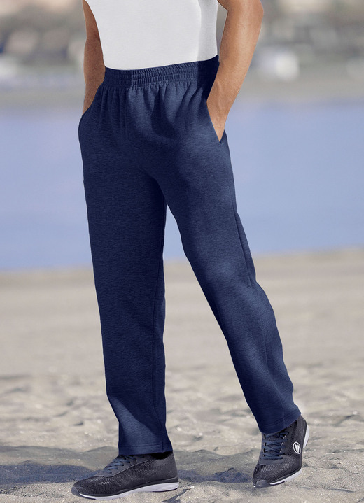 Sport- & Freizeitmode - Jogginghose aus reiner Baumwolle in 5 Farben, in Größe 046 bis 058, in Farbe GRAU MELIERT Ansicht 5