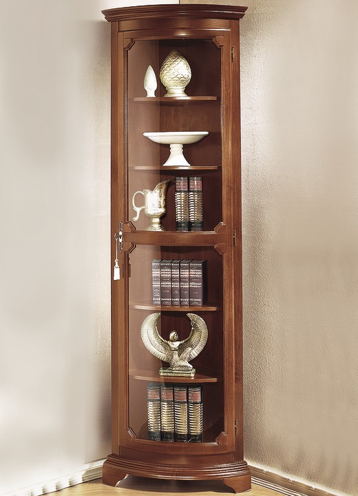 Vitrinen & Highboards - Eckvitrine groß,1-türig, in Farbe NUSSBAUM Ansicht 1