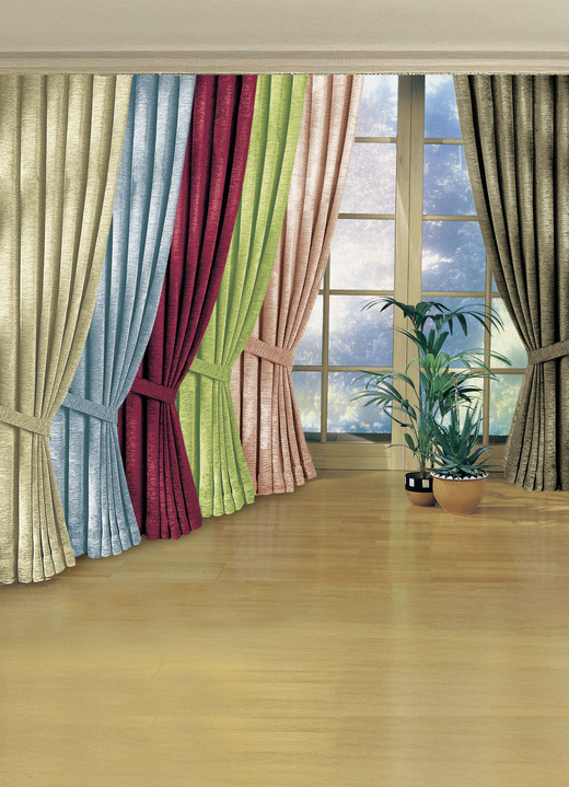 Klassisch - Fensterdekoration aus schwerer Thermo-Chenille-Qualität, in Größe 364 (H150xB135 cm) bis 464 (H245xB270 cm), in Farbe BRAUN, in Ausführung mit Universalschienenband Ansicht 1