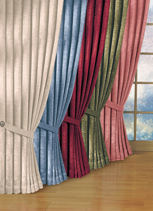 Klassisch - Fensterdekoration aus schwerer Thermo-Chenille-Qualität, in Größe 364 (H150xB135 cm) bis 464 (H245xB270 cm), in Farbe SILBER, in Ausführung Mit Universalschienenband Ansicht 1