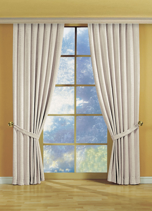 Klassisch - Fensterdekoration aus schwerer Thermo-Chenille-Qualität, in Größe 364 (H150xB135 cm) bis 464 (H245xB270 cm), in Farbe HELLBLAU, in Ausführung mit Universalschienenband Ansicht 12
