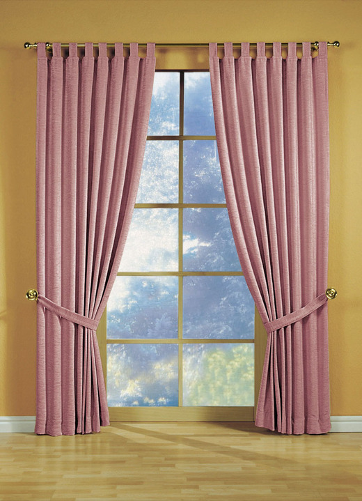 Klassisch - Fensterdekoration aus schwerer Thermo-Chenille-Qualität, in Größe 364 (H150xB135 cm) bis 464 (H245xB270 cm), in Farbe ROSÉ, in Ausführung mit Schlaufen Ansicht 1
