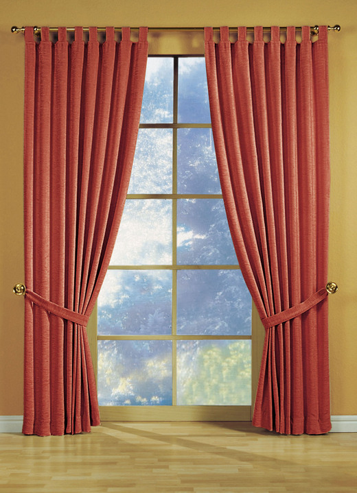 Klassisch - Fensterdekoration aus schwerer Thermo-Chenille-Qualität Ansicht 22 Klassisch - Fensterdekoration aus schwerer Thermo-Chenille-Qualität, in Größe 364 (H150xB135 cm) bis 464 (H245xB270 cm), in Farbe TERRA, in Ausführung mit Universalschienenband Ansicht 22