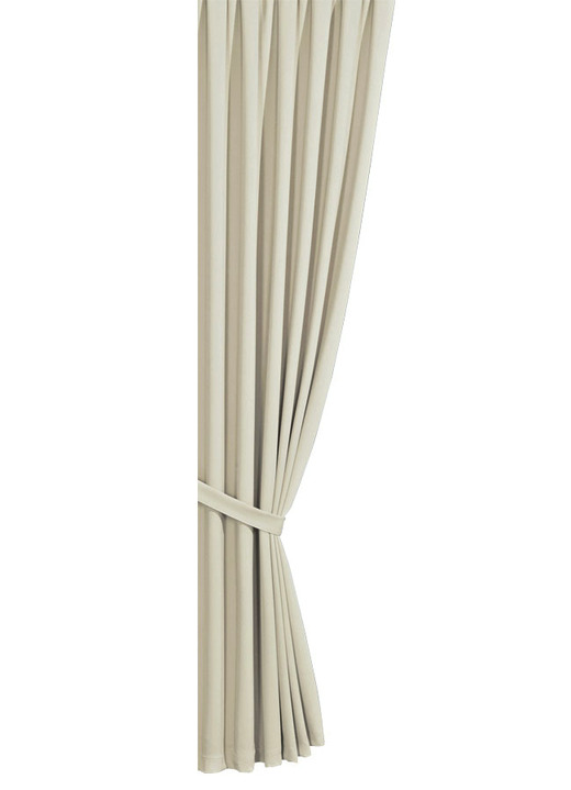 Klassisch - Verdunkelungs-Schals mit Universalschienenband, in Größe 119 (H150xB140 cm) bis 304 (2er-Pack Raffhalter, 80 cm), in Farbe BEIGE Ansicht 1