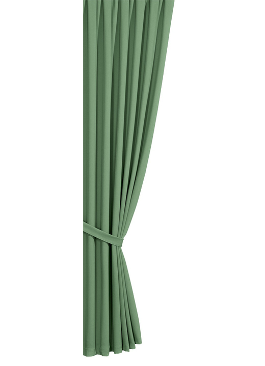 Klassisch - Verdunkelungs-Schals mit Universalschienenband, in Größe 119 (H150xB140 cm) bis 304 (2er-Pack Raffhalter, 80 cm), in Farbe GRÜN Ansicht 1