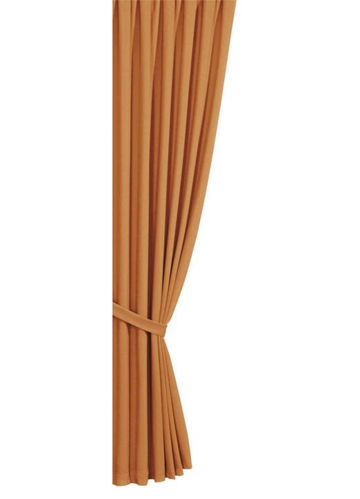 Klassisch - Verdunkelungs-Schals mit Universalschienenband, in Größe 119 (H150xB140 cm) bis 304 (2er-Pack Raffhalter, 80 cm), in Farbe CAMEL Ansicht 6