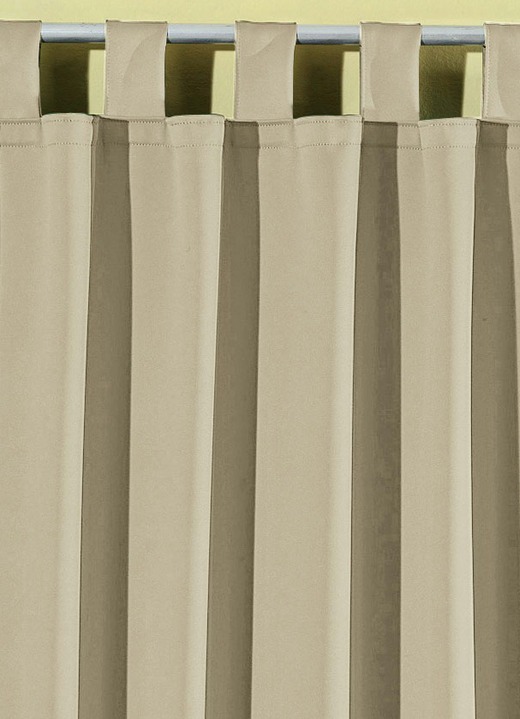 Klassisch - Pflegeleichte Energiespar-Verdunkelungs-Schals, in Größe 119 (H150xB140 cm) bis 271 (H245xB140 cm), in Farbe TAUPE, in Ausführung Mit Schlaufen Ansicht 2