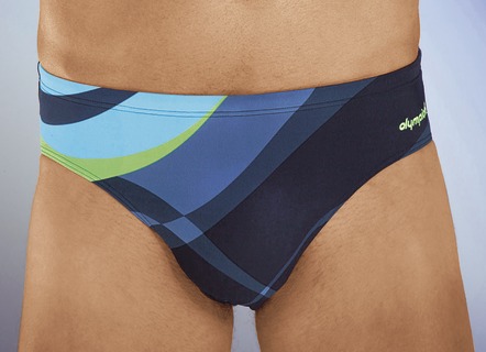 Olympia Badehose in Slipform mit buntem Druckdessin