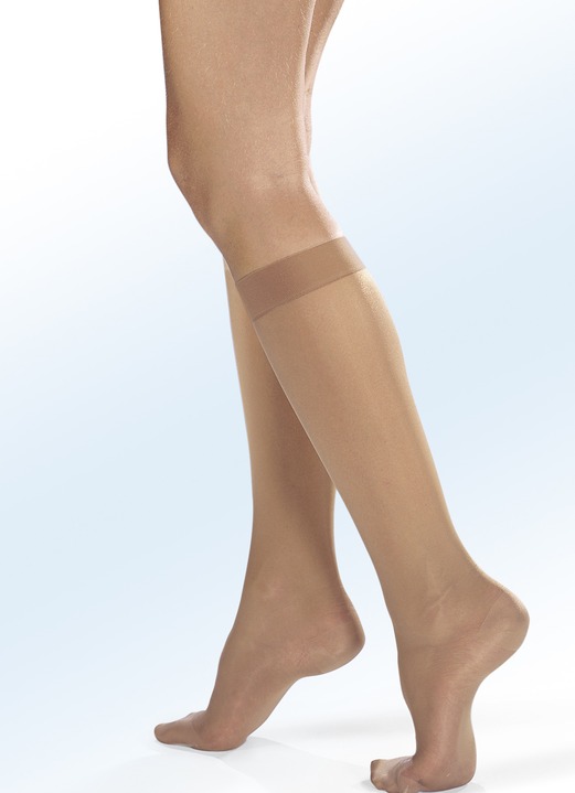 Strümpfe - Bahner-Zweierpack Stützkniestrümpfe in verschiedenen Ausführungen, in Größe L (Schuhgr.40-42) bis XL (Schuhgr.42-44), in Farbe HAUT, in Ausführung 40 den
