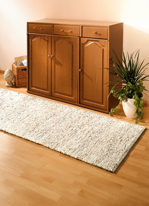 Läufer & Stufenmatten - Handgewebte Teppiche aus Neuseeland-Schurwolle, in Größe 100 (Brücke, 60x90 cm) bis 315 (2 Brücken 60x120 cm + 1 Galerie 70x200 cm), in Farbe CREME Ansicht 1