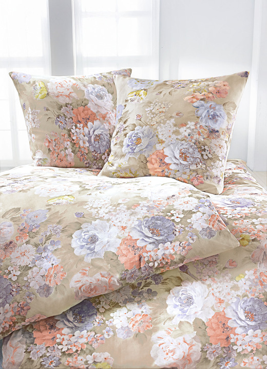 Bettwäschegarnituren - Bettwäsche-Garnitur in verschiedene Qualitäten, in Größe 012 (80/80 cm + 135/200 cm) bis 121 (Kissenhülle, 40x80 cm), in Farbe ROSÉ-GRÜN Ansicht 3