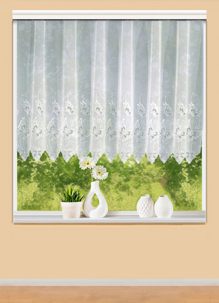 Klassisch - Store mit Plauener Stickerei, in Größe 050 (90x300 cm) bis 161 (175x600 cm), in Farbe WEISS