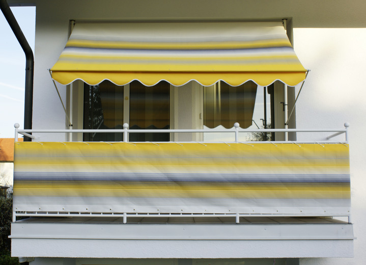 Sichtschutz und Sonnenschutz - Balkonbespannung mit Ösen und Schnur, in Größe 075 (Höhe 75 cm) bis 090 (Höhe 90 cm), in Farbe GRÜN-BEIGE Ansicht 6